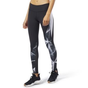 Legginsy Damskie Reebok Lux 2.0 - Shattered Ice Czarne PL 87ZWTNY